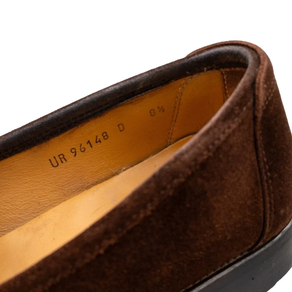 $849.00! Salvatore Ferragamo Gancini Logo Suede Loafers Brown Men's US 8.5 D